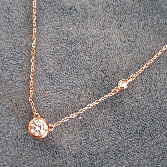 Silpada Rose Gold Over 925 Necklace with Crystal Pendant 16 In L - Picture 2 of 5